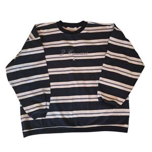 VTG 80/90s Blue Stripe Crop Sweatshirt Z Cavaricci Slouchy USA Made Sz L